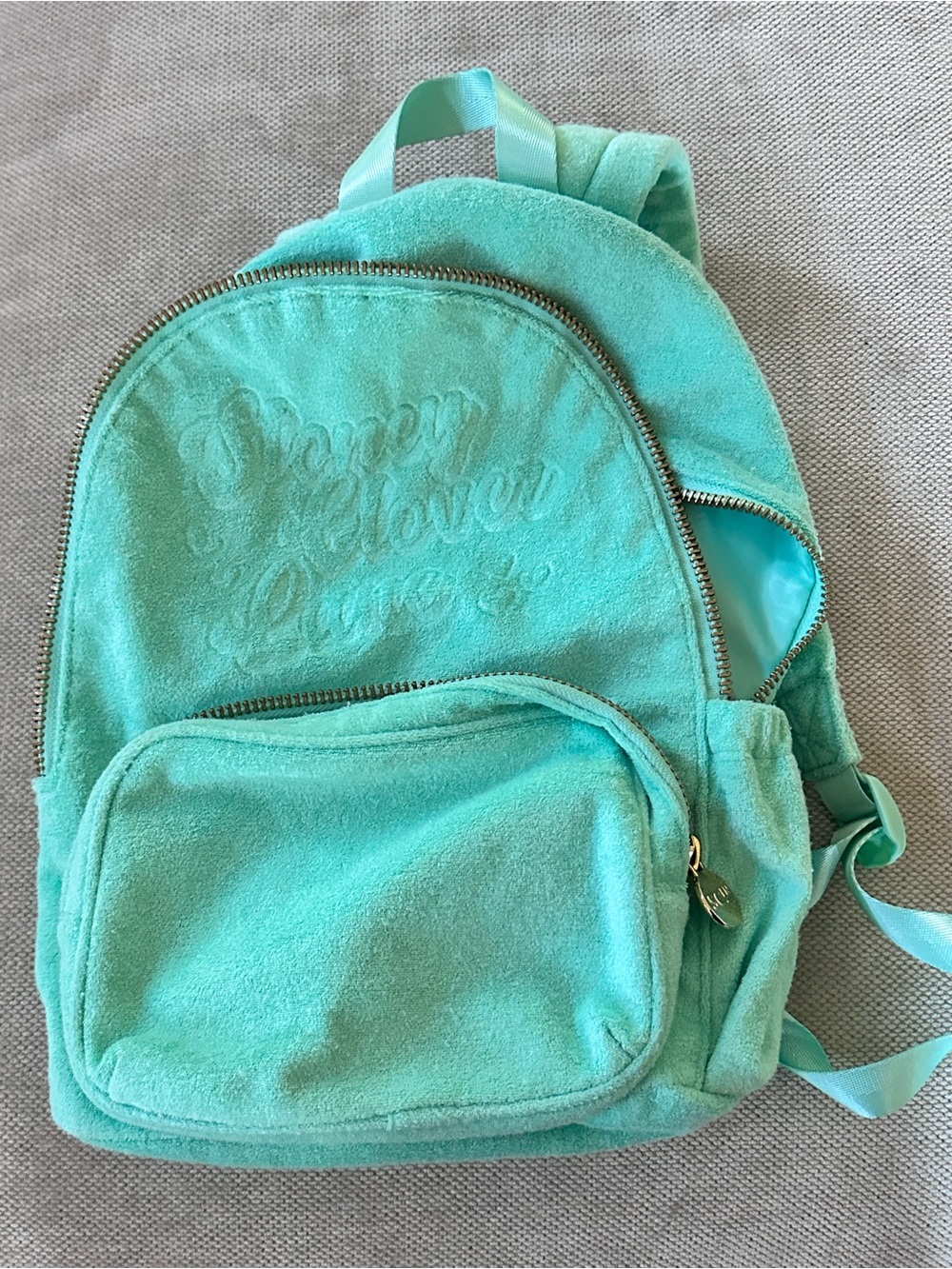 Stoney Clover Lane Turquoise Plush Backpack